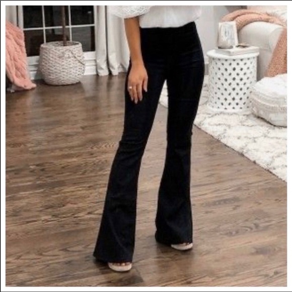 ⭐️⭐️⭐️BLACK CHIC BLACK BELL WIDE LEG FLARE PANTS - Picture 2 of 4